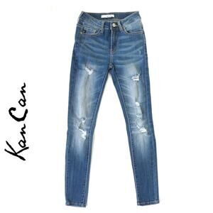 KANCAN Skinny Distressed Medium Wash Jeans